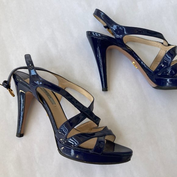 Heeled Prada Sandals Patent Leather - Picture 1 of 7